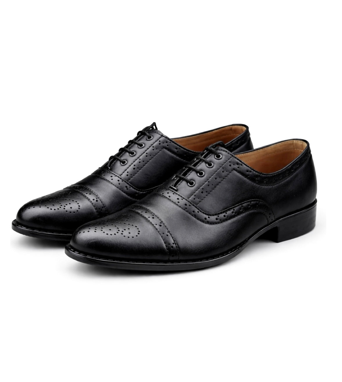 Men's Black Full-Brogue Wing-Tip Oxford Shoes