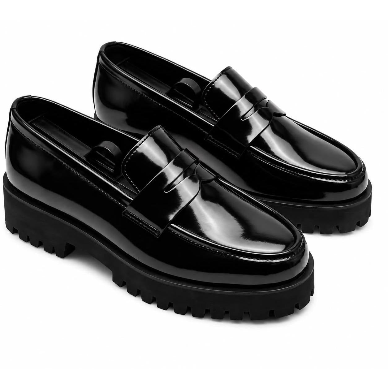 Rogue Black Chunky Shiny Loafers