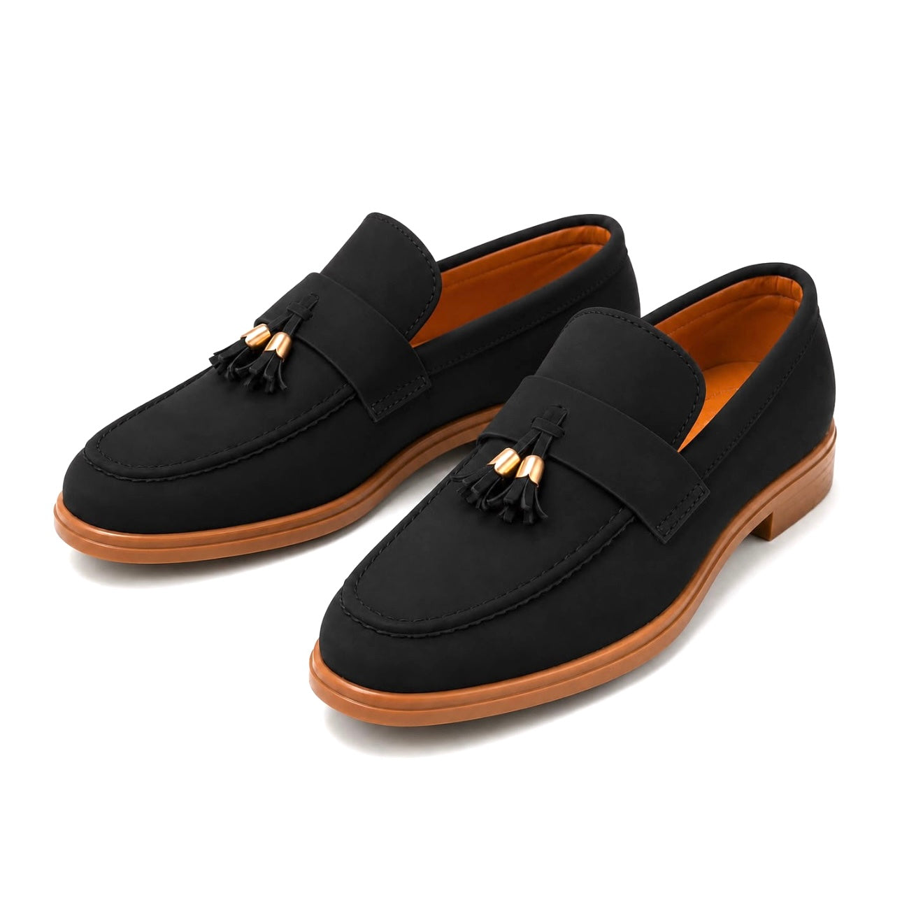Men's Black Suede Tassel Loafers – Slip-On Dress Casual Shoes
