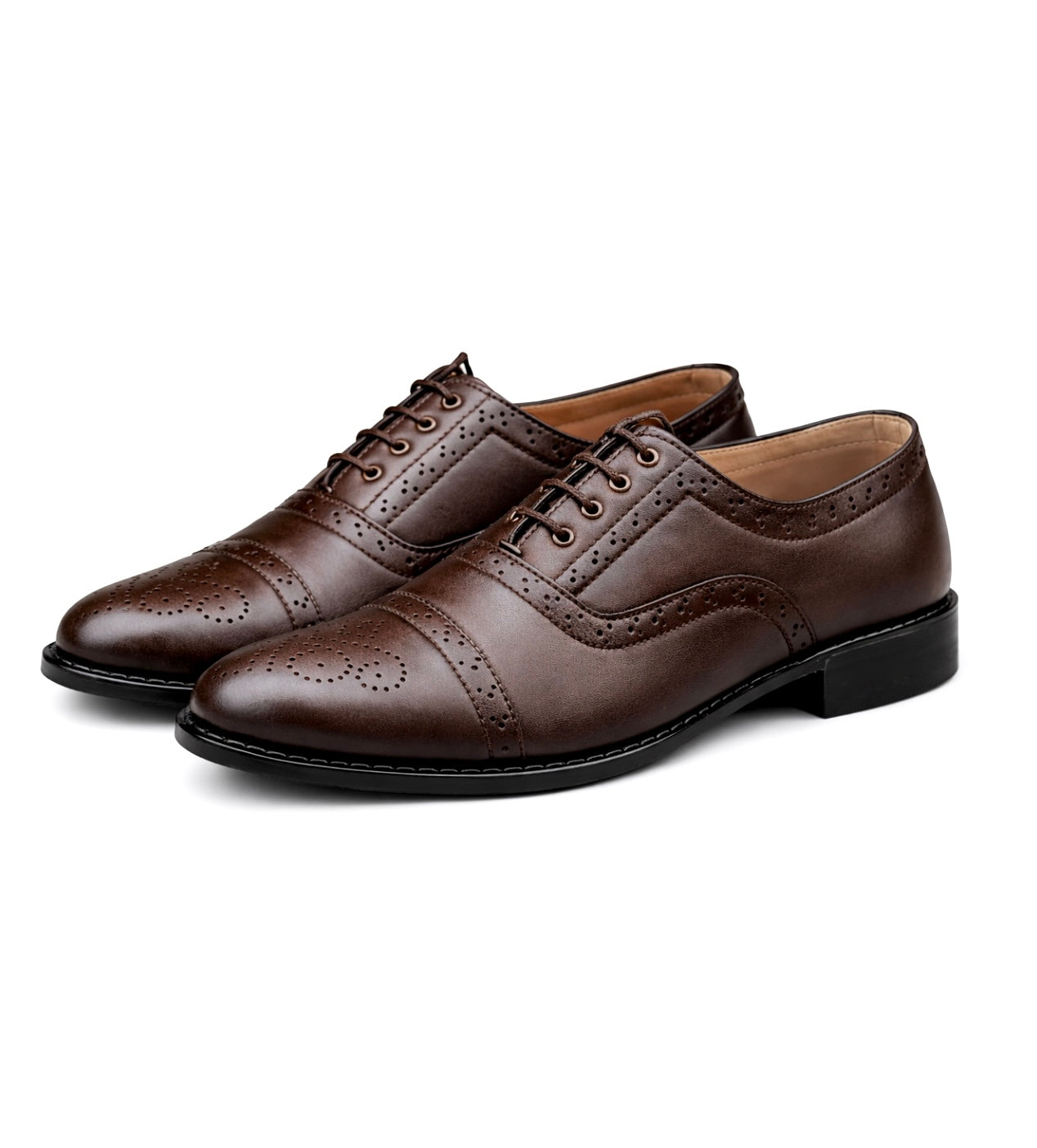 Men's Brown Wing-Tip Brogue Oxford Shoes