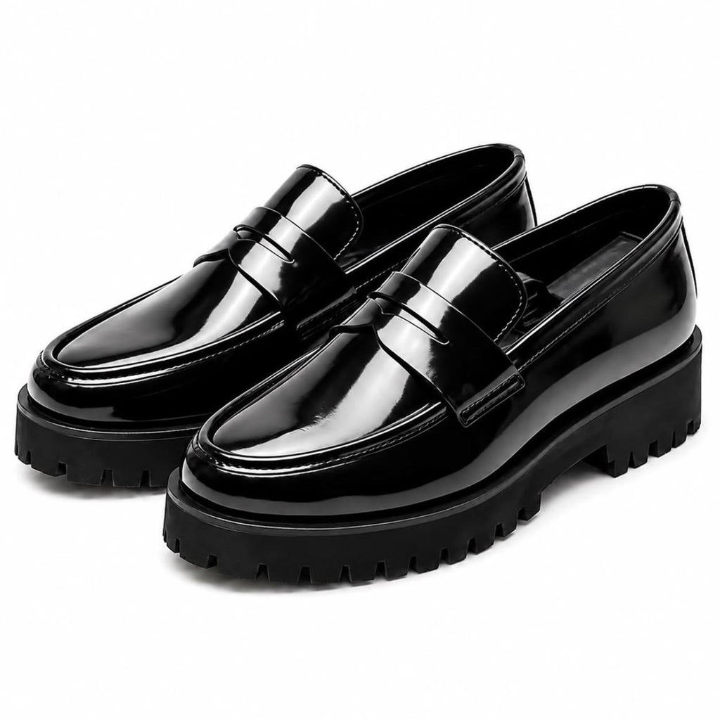 Rogue Black Chunky Shiny Loafers