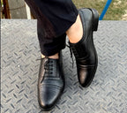Mens's Black Full- Brogue Wing- Tip Oxford Shoes
