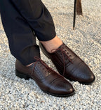 Mens's Brown Full- Brogue Wing- Tip Oxford Shoes