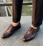 Mens's Brown Full- Brogue Wing- Tip Oxford Shoes