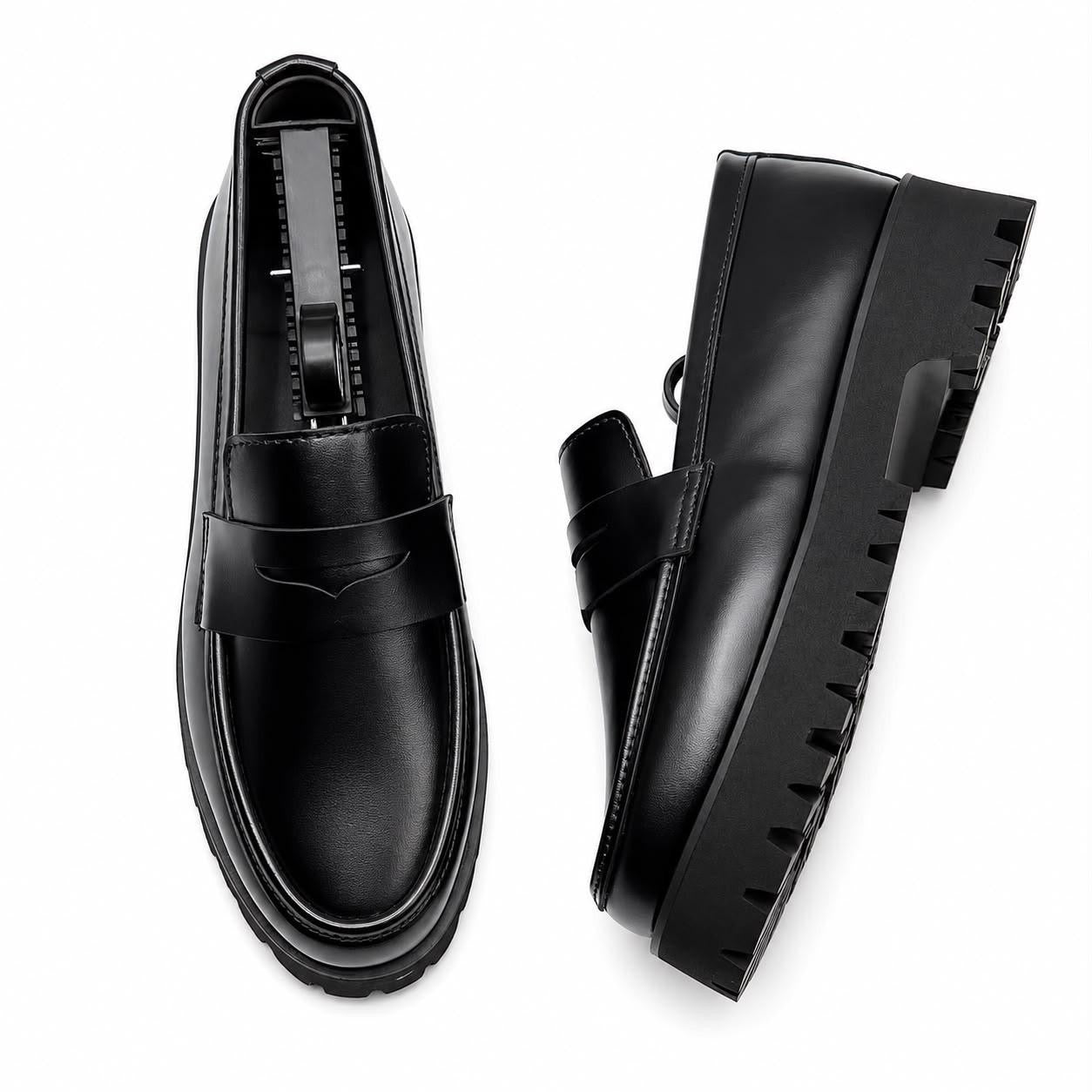 Rogue Black Chunky Shiny Loafers