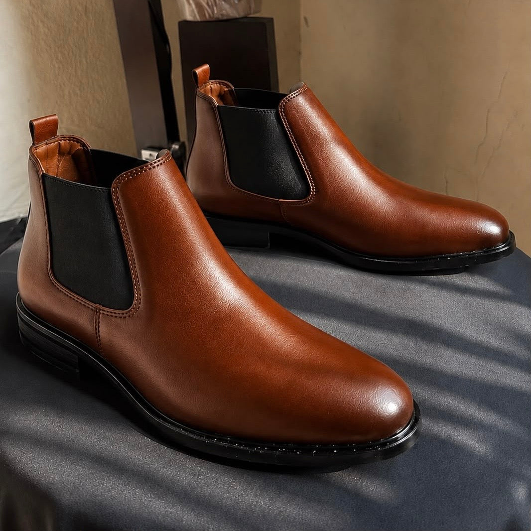 Men's Brown Chelsea Boots – Classic Leather Slip-On Ankle Boots